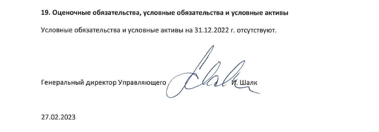 Подпись Иржи Шалка на пояснениях к бухгалтерской отчетности ООО «Гудактив» за 2022 год